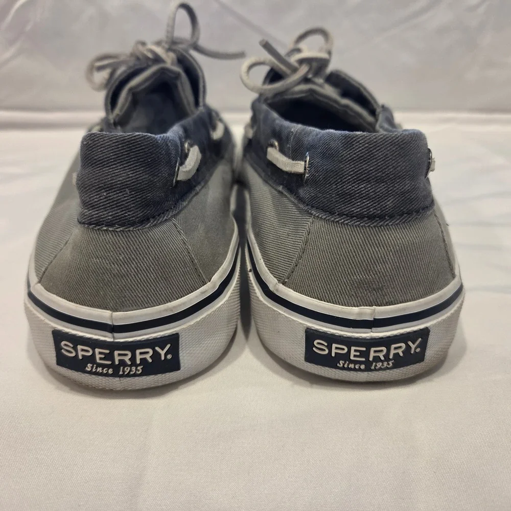 Sperry Top-Sider Mens Grey Navy Canvas Boat Shoes STS22018 Size 11